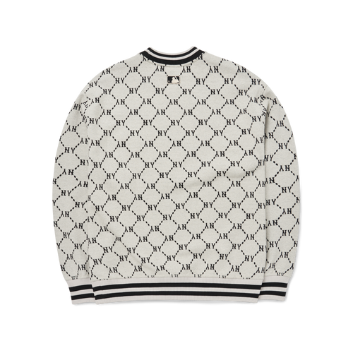 Áo Nỉ Sweater MLB Monogram Logo NY 3AMTM0724-50CRS Màu Trắng