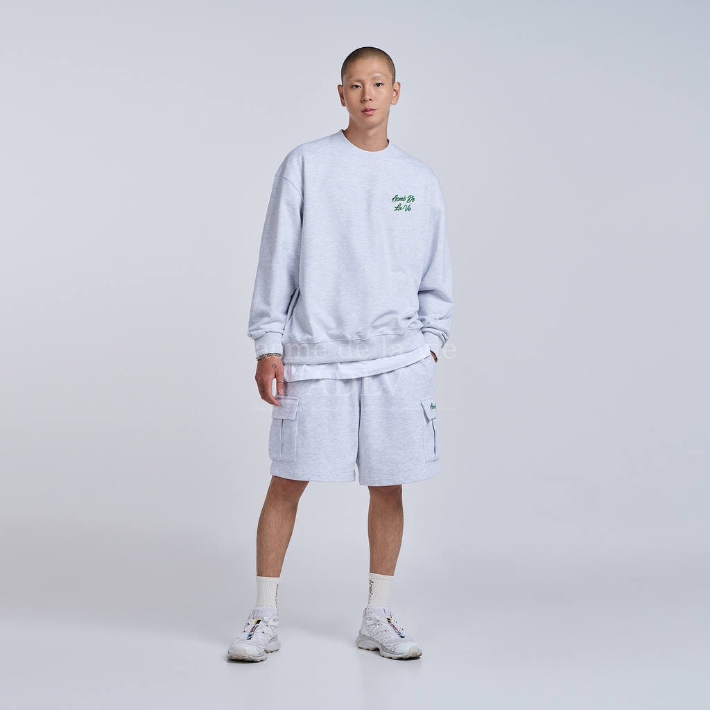 Áo Nỉ Sweater ADLV Chữ Nghiêng Màu Xám Nhạt