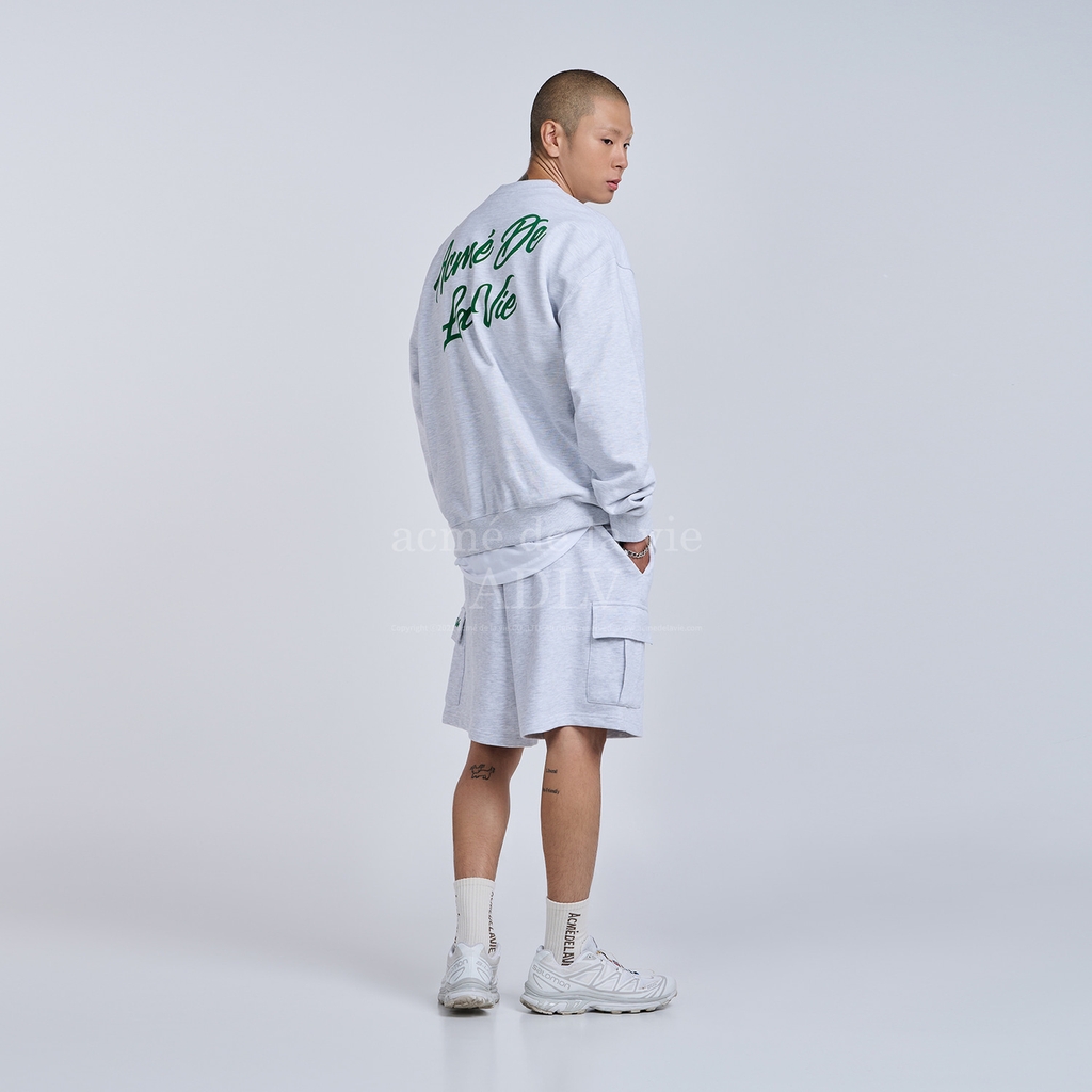 Áo Nỉ Sweater ADLV Chữ Nghiêng Màu Xám Nhạt