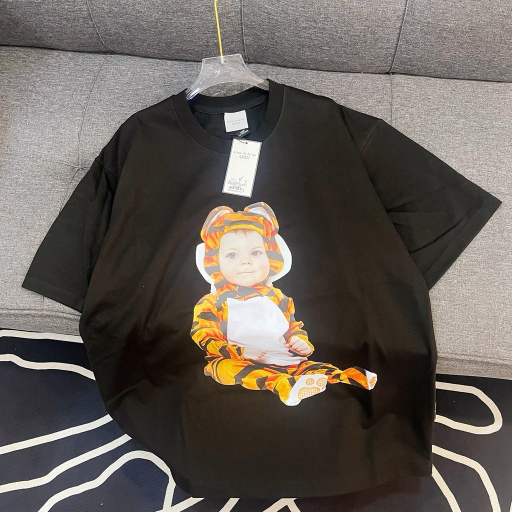 Áo Phông ADLV Baby Face Bé Mặc Bộ Hổ Màu Đen