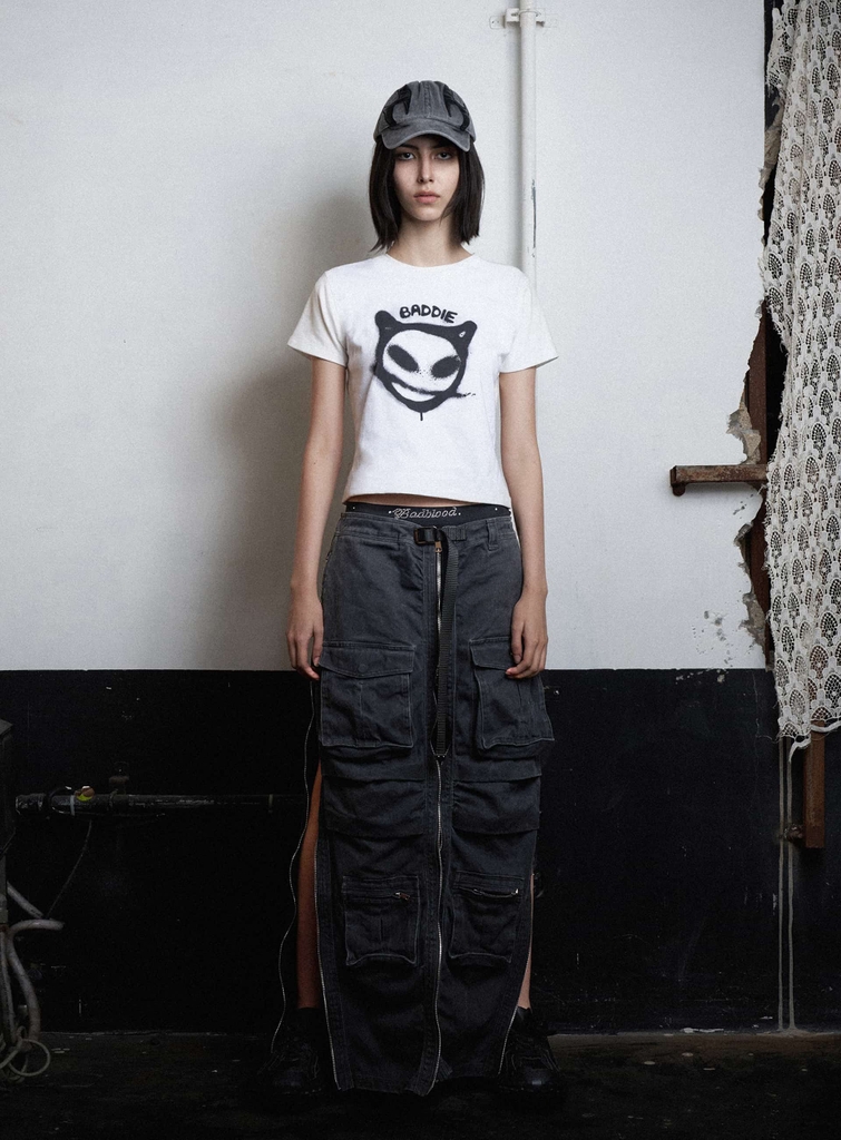 Áo Phông Croptop Baddie Màu Trắng