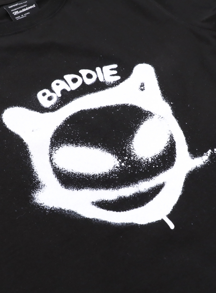 Áo Phông Croptop Mặt Baddie Màu Đen
