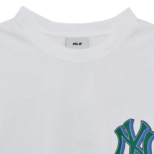 Áo Phông MLB NY Logo Xanh 3ATSM3033-50WHS Màu Trắng