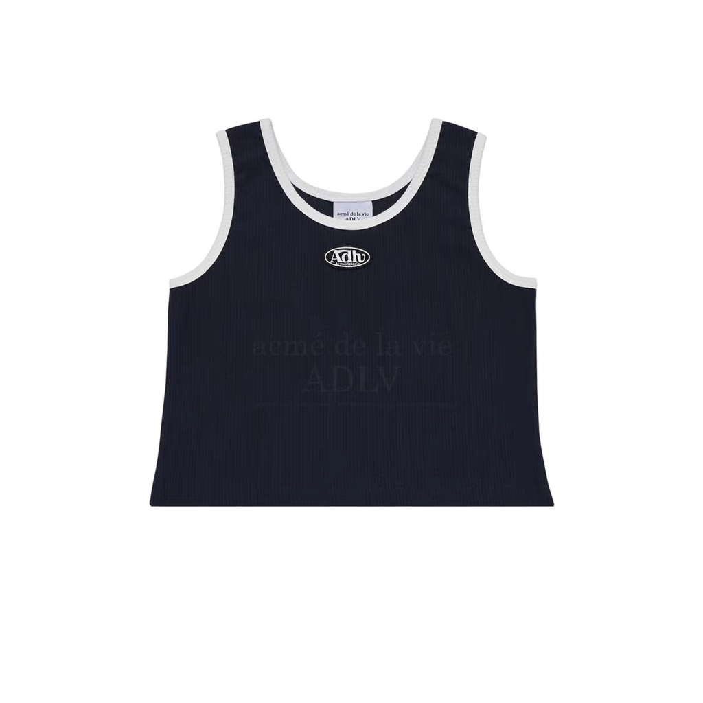 Áo Tank Top Crop ADLV Viền Trắng Màu Xanh Navy