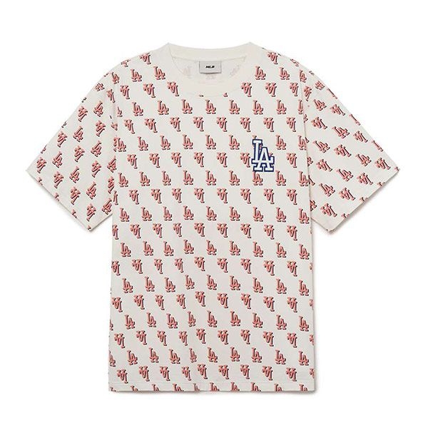 Áo Phông MLB Logo Chữ LA 3ATSM1133-43SAL Màu Kem Nâu