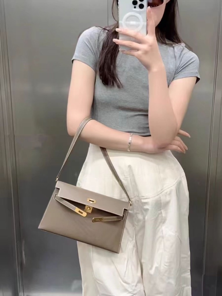 Túi Đeo Vai Hermes Remake Korea Elan Da Bò Size 25cm
