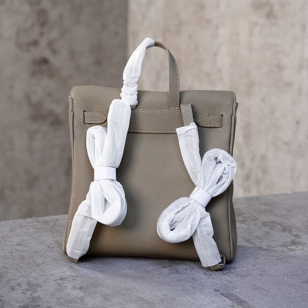 Balo Hermes Ado Remake Hàn Da Bò Togo 20cm Màu Xám