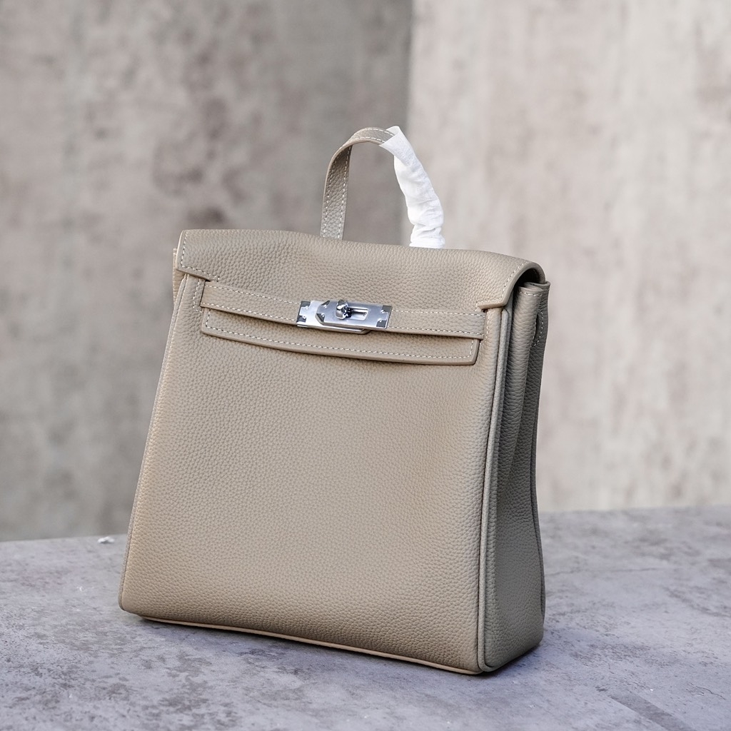 Balo Hermes Ado Remake Hàn Da Bò Togo 20cm Màu Xám
