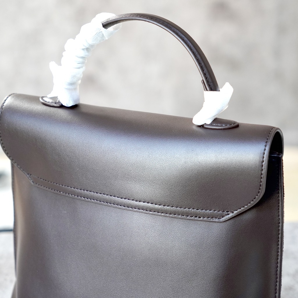 Balo Retro Hàn Quốc Da Lộn Size 26cm Màu Nâu Cafe