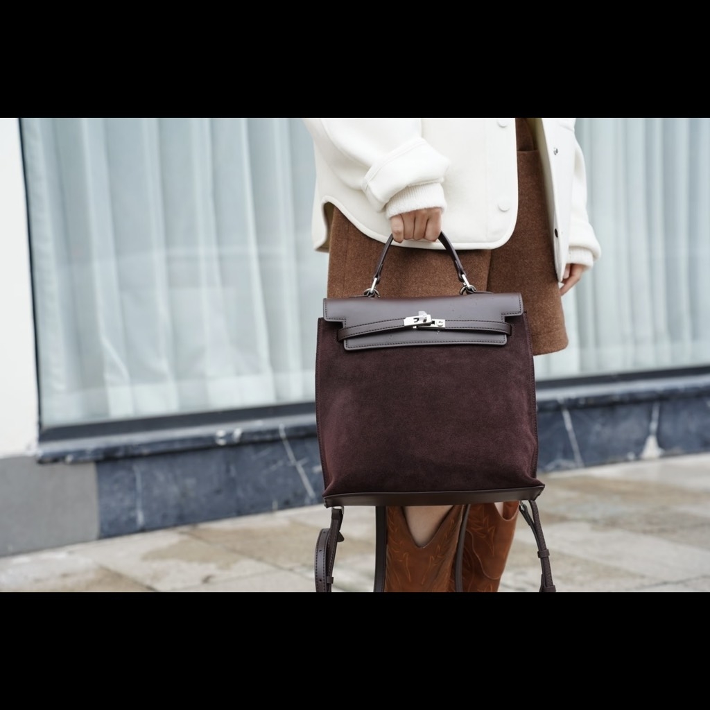 Balo Retro Korea Da Lộn Size 30cm Màu Đỏ Ancora