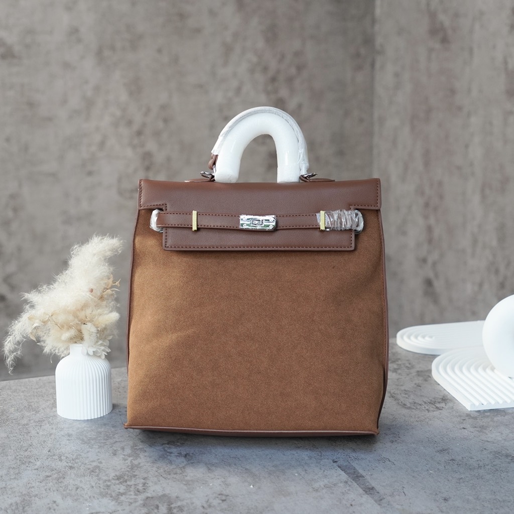 Balo Retro Made Korea Màu Nâu Size 30 cm