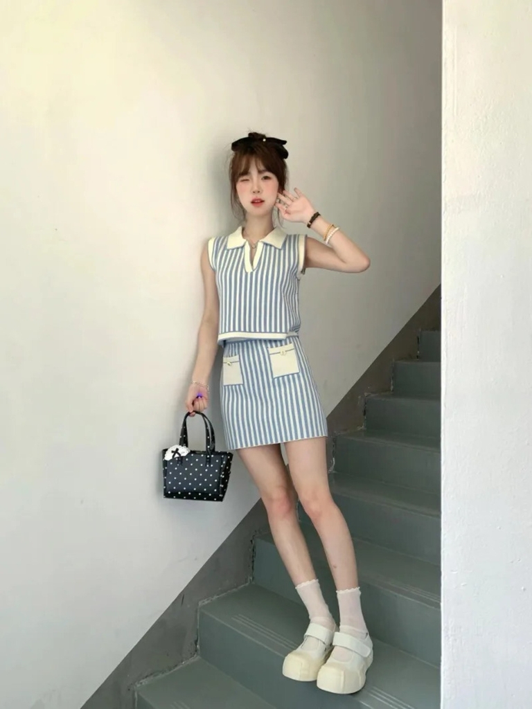 Bộ kẻ manto kẻ xanh