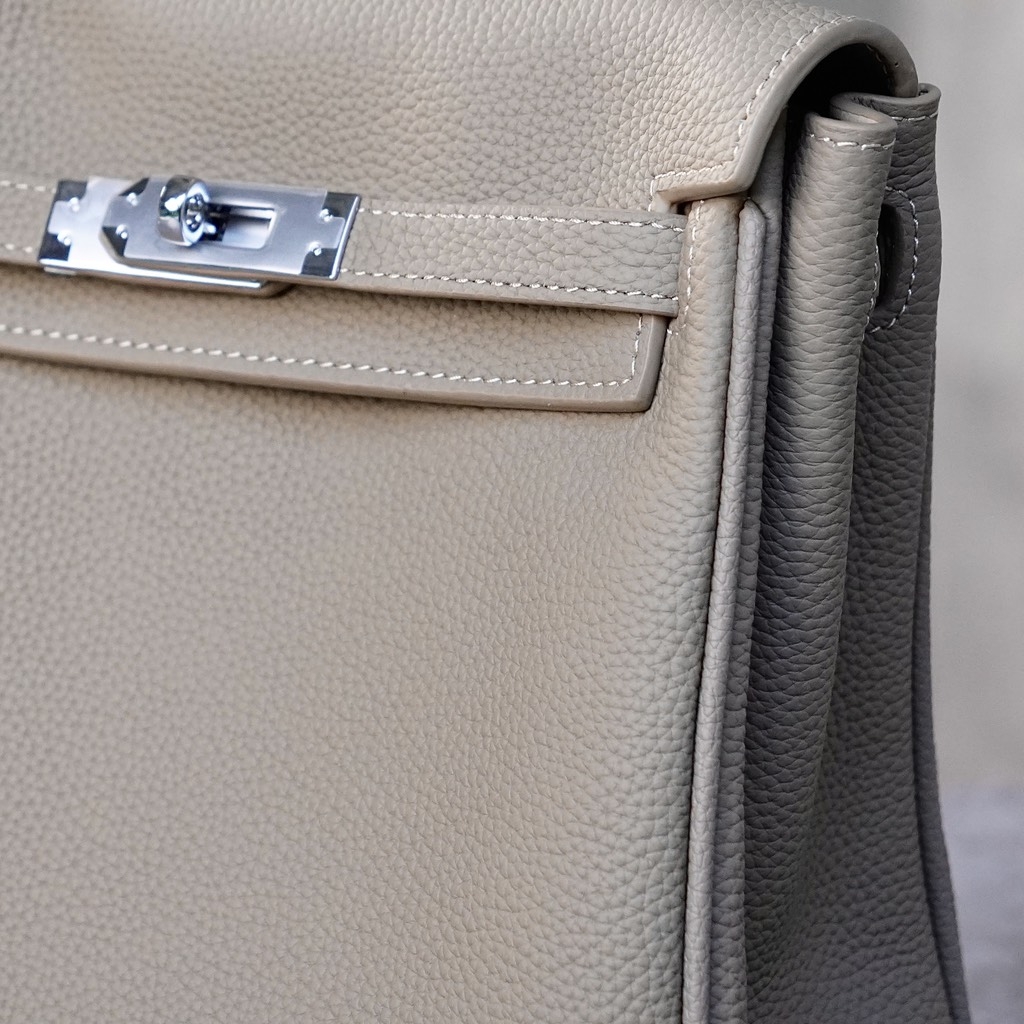 Balo Hermes Ado Remake Hàn Da Bò Togo 20cm Màu Xám