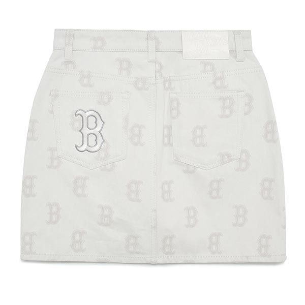 Chân Váy MLB Denim Chữ B 3FDSM0133-43CRS Màu Kem