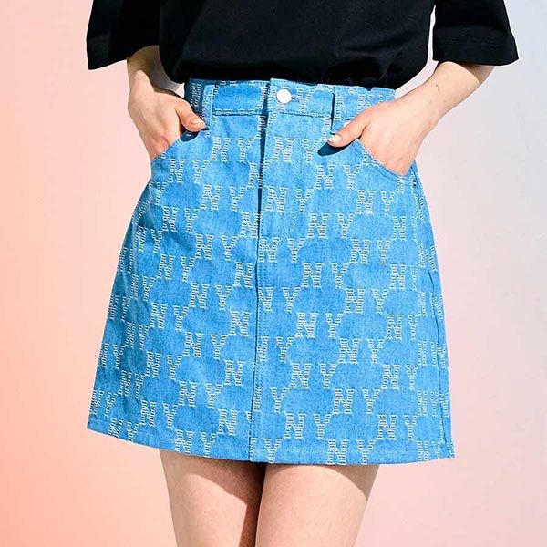 Chân Váy MLB Women's Denim Monogram NY 3FDSM0133-50INS Màu Xanh