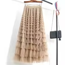 Chân váy voan lưới xếp tầng nhiều màu Korea