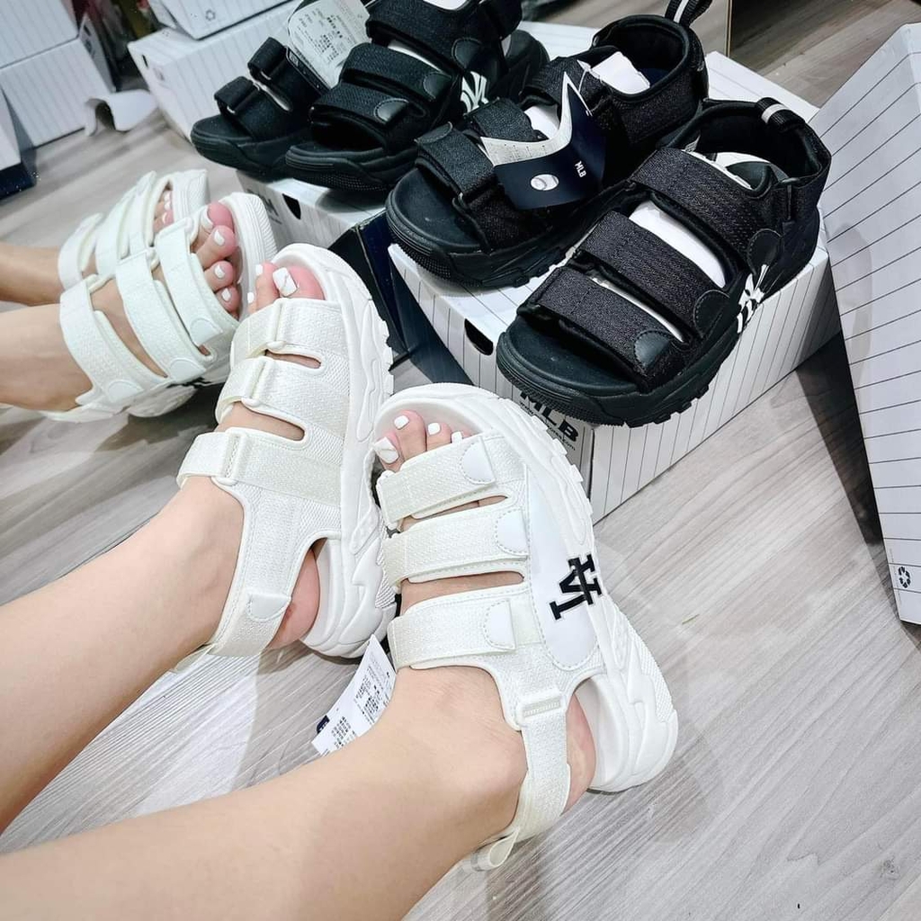 Dép Sandal MLB Triple Logo LA 3ASDCSS33-07IVS Màu Trắng