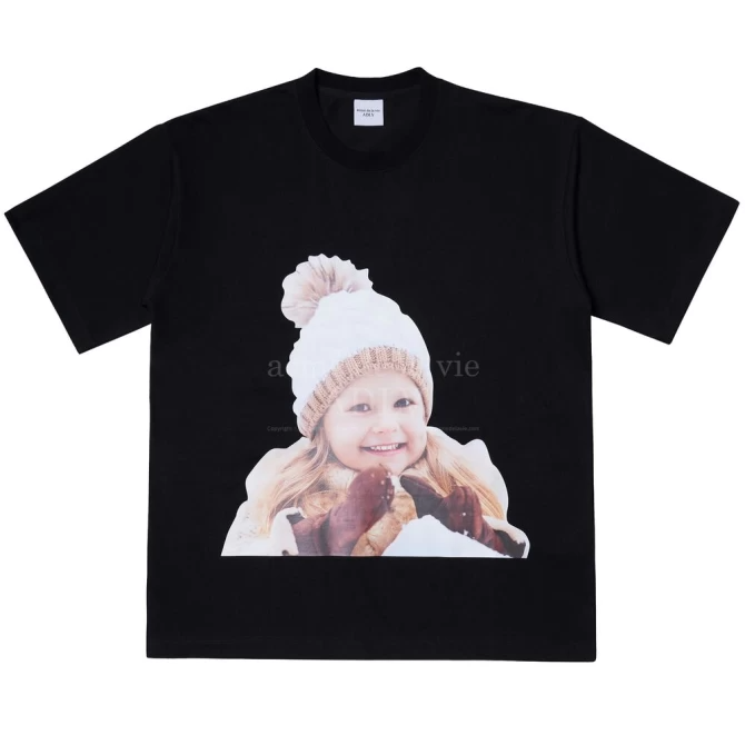 Áo Phông ADLV Baby Face Bé Đội Mũ Len Màu Đen
