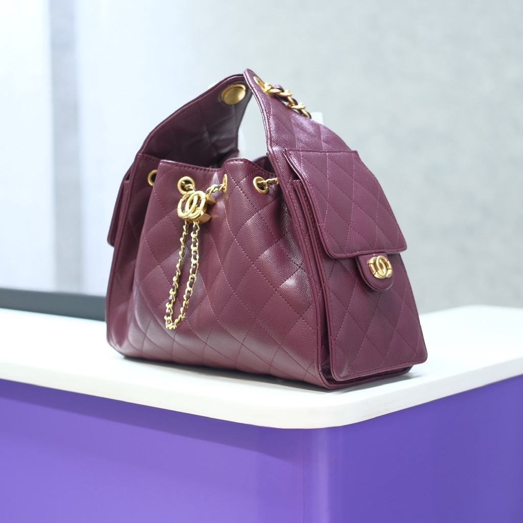 Túi Xách Hobo Chanel 25 Caviar Màu Đỏ