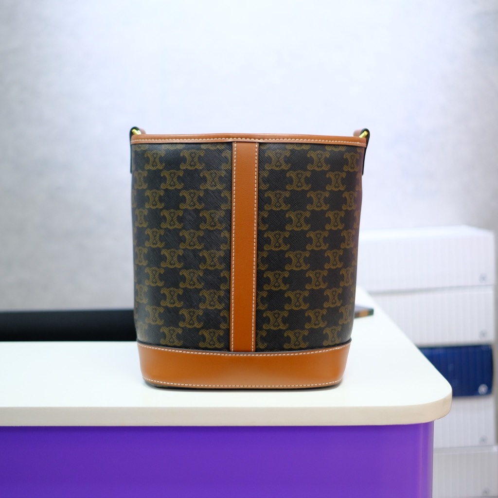 Giỏ Xách Celine Bucket Trompie Da Bò Màu Canvas