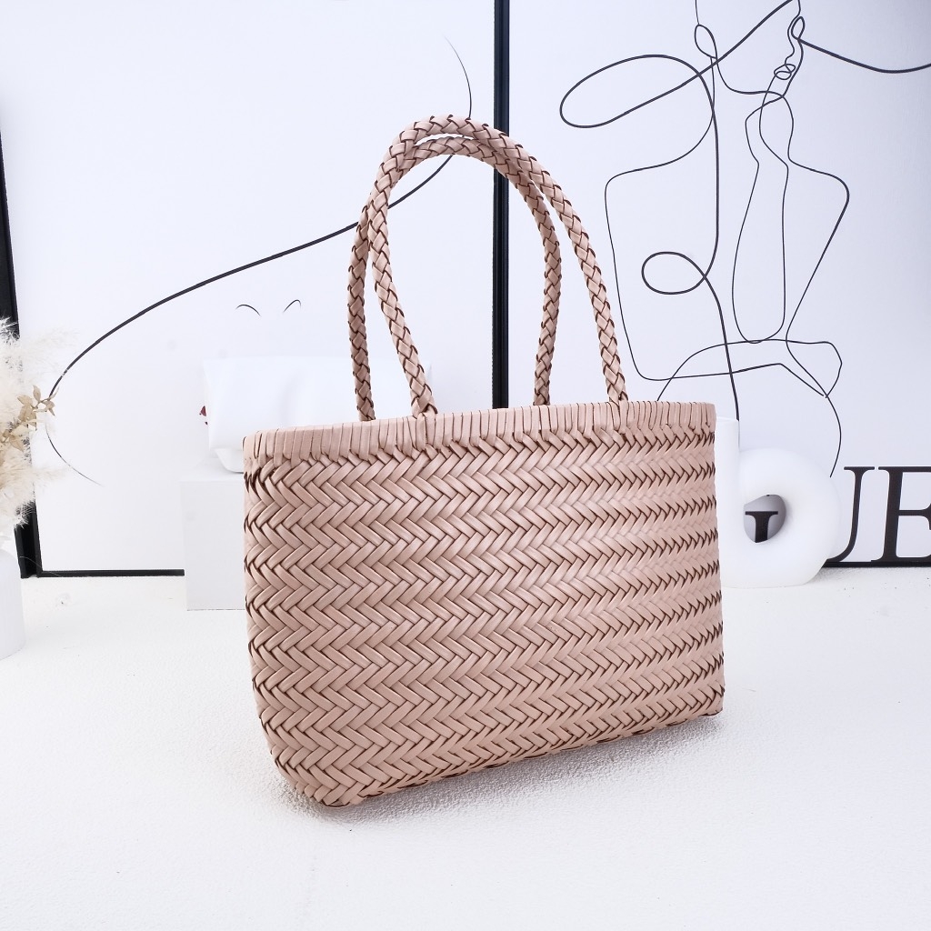Giỏ Đan Korea Màu Hồng Da Bò Size 26cm