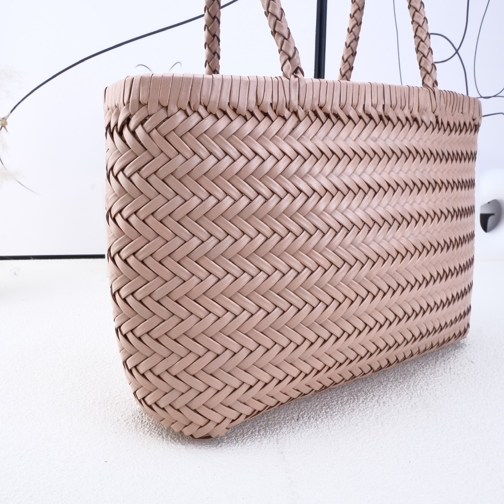 Giỏ Đan Korea Màu Hồng Da Bò Size 26cm