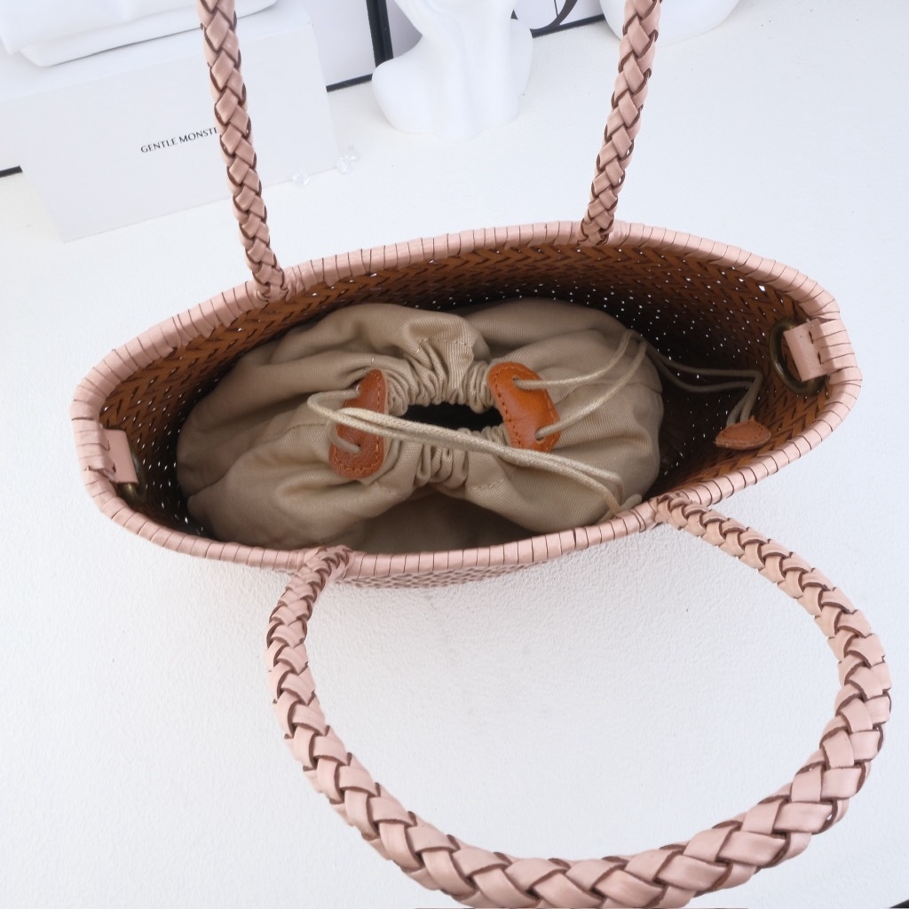 Giỏ Đan Korea Màu Hồng Da Bò Size 26cm