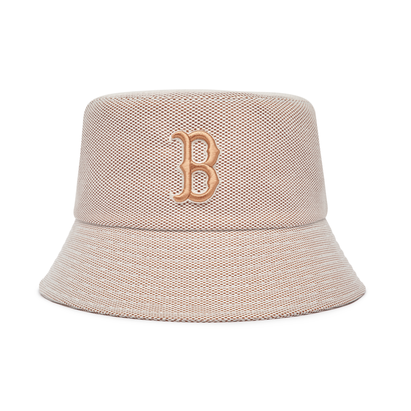 Mũ Vành Kẻ MLB Logo Chữ B Màu Be