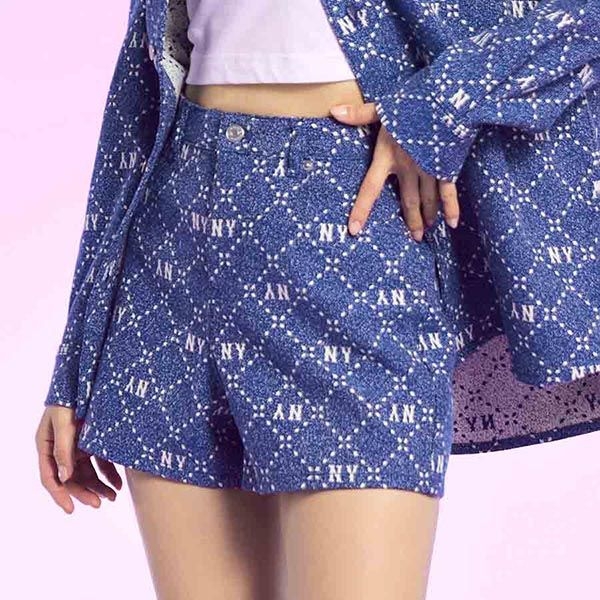 Quần Shorts Nữ MLB Monogram Denim NY 3FDPM0533-50INS Màu Xanh
