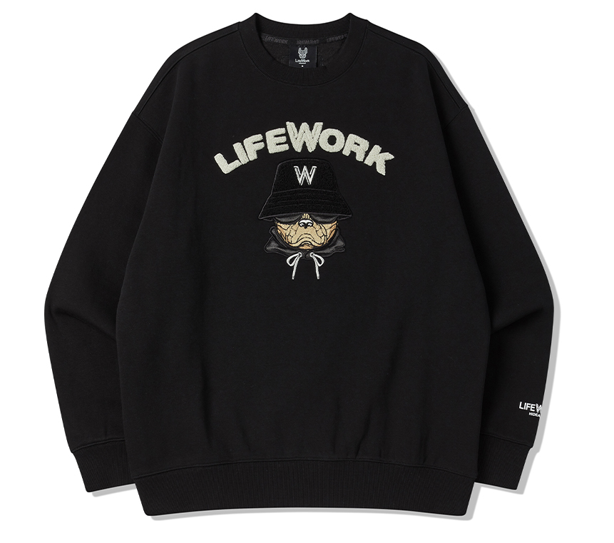 Áo Nỉ Lifework Logo Chó Mặt Ngầu 2023 Màu Đen