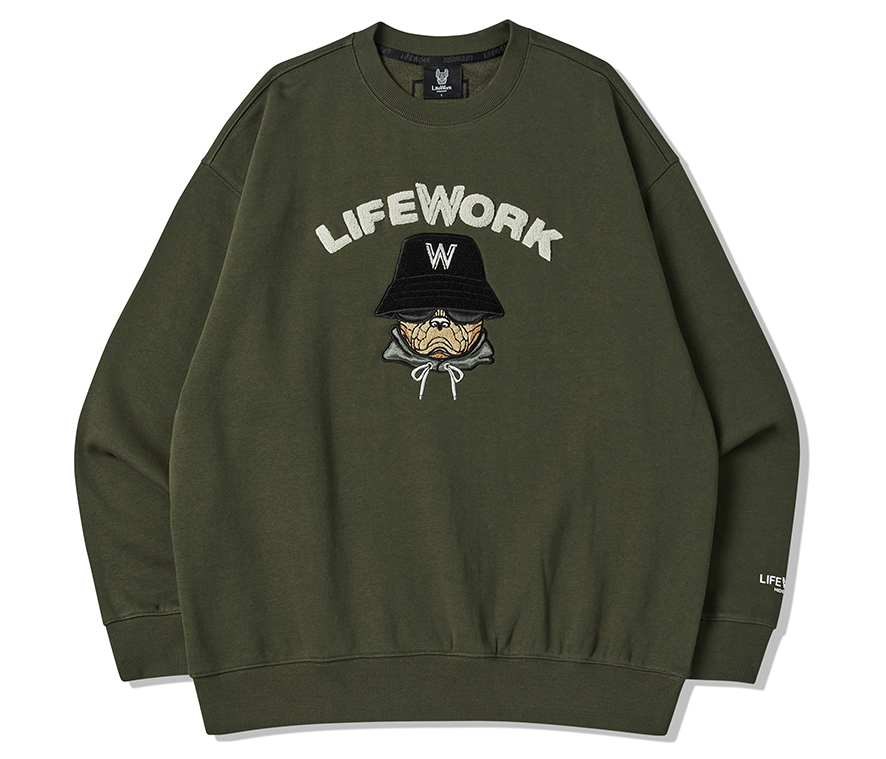 Áo Nỉ Lifework Logo Chó Mặt Ngầu Màu Xanh 2023