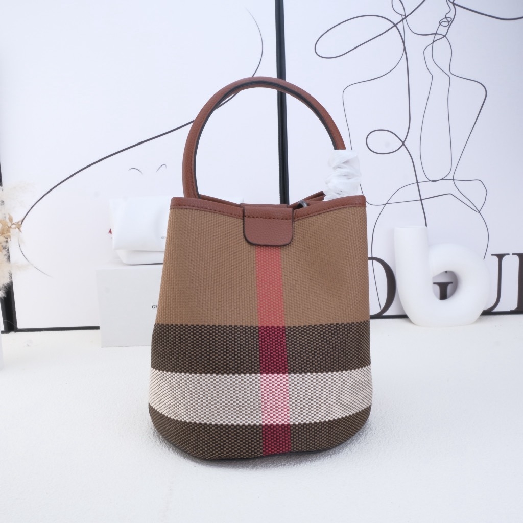 Túi Bucket Thiết Kế Korea Vải Canvas Màu Nâu