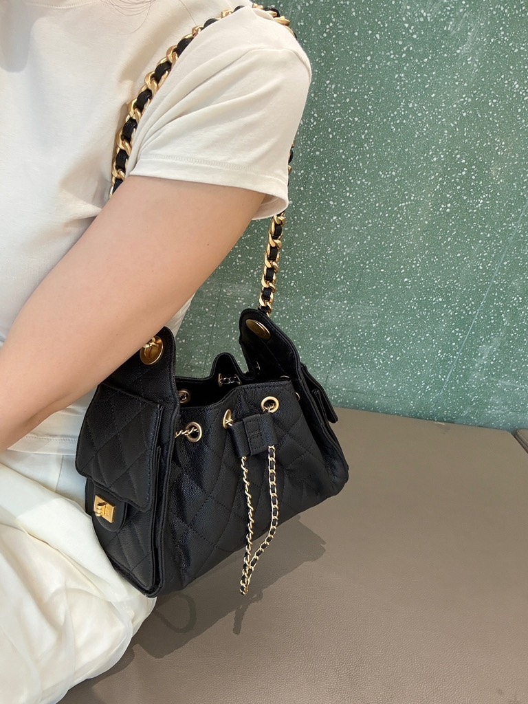 Túi Chanel Bản Hàn Da Caviar Màu Đen