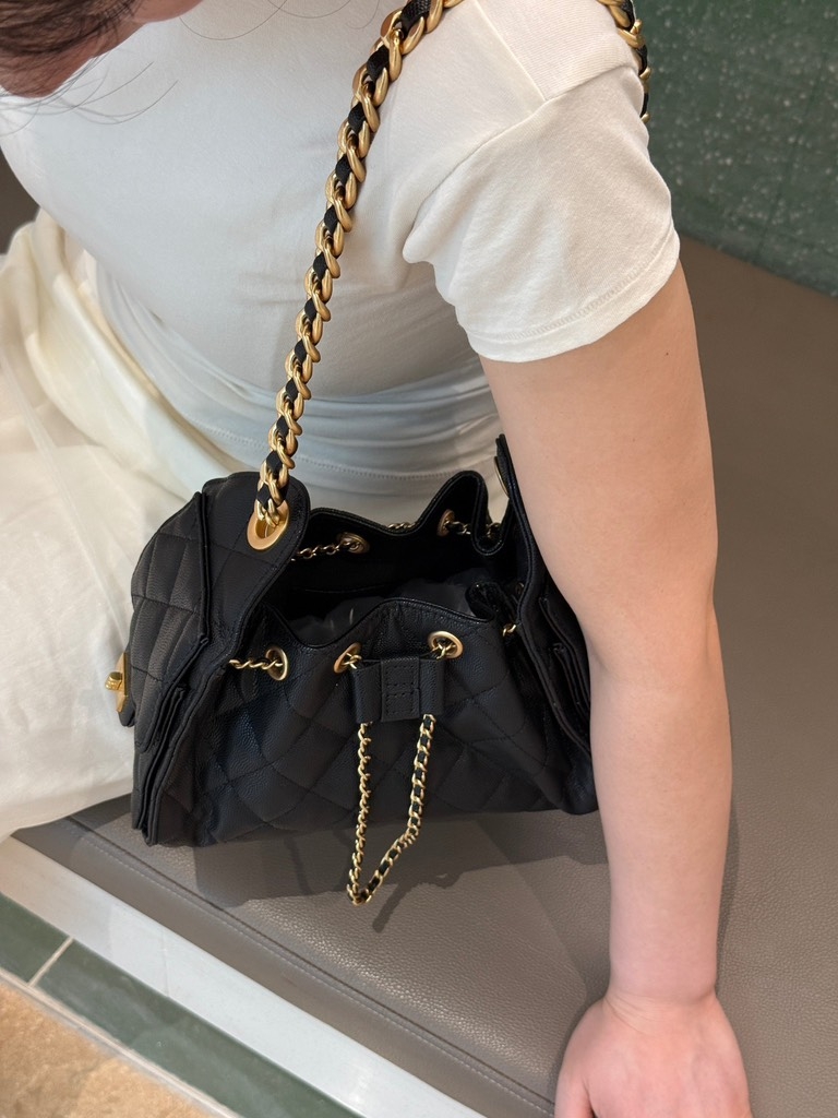 Túi Chanel Bản Hàn Da Caviar Màu Đen