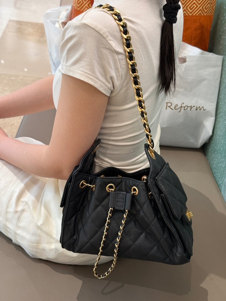 Túi Chanel Bản Hàn Da Caviar Màu Đen