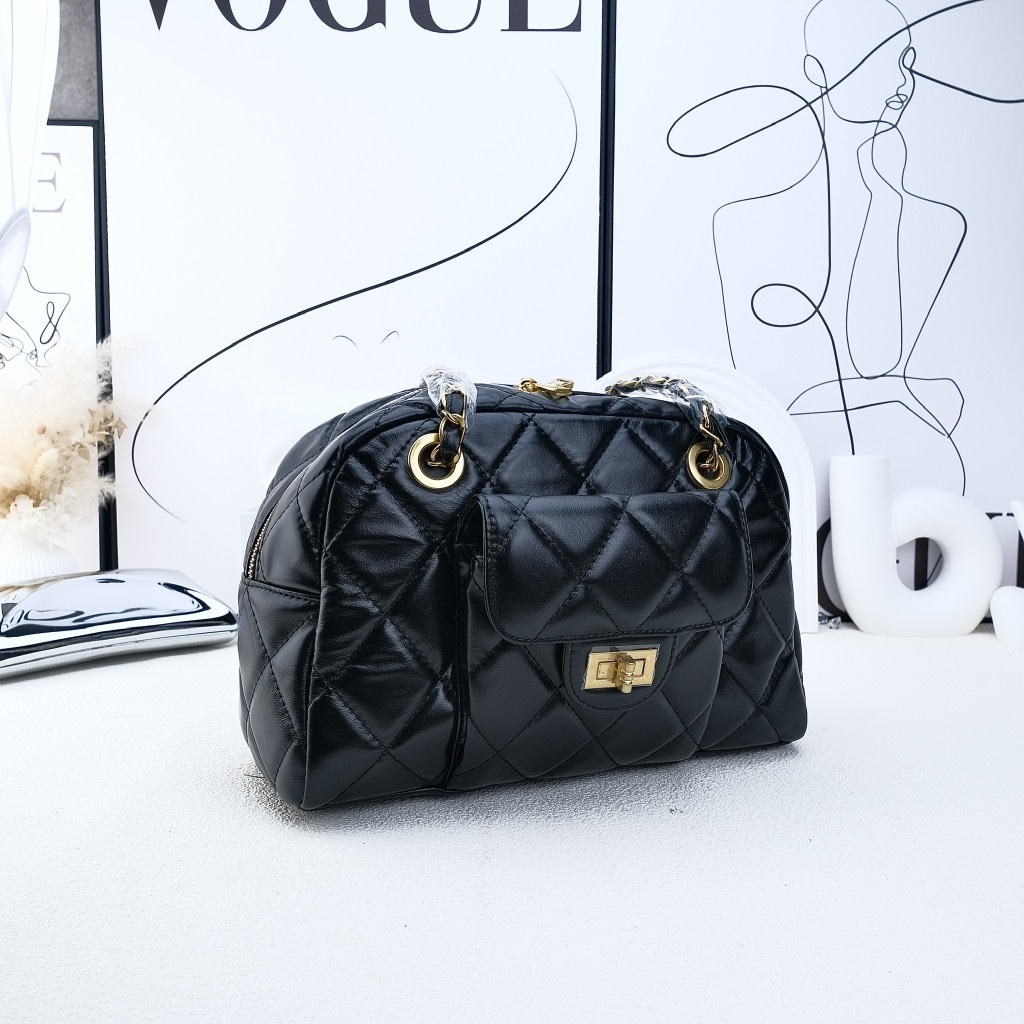 Túi Chanel Helen Bản Hàn Da Bê 26cm Màu Đen