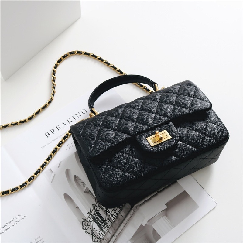 Túi Chanel Remake Hàn Da Caviar 25 cm Màu Đen