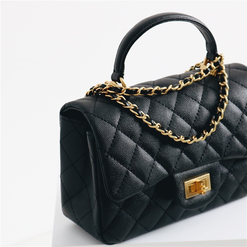 Túi Chanel Remake Hàn Da Caviar 25 cm Màu Đen