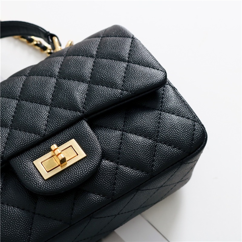 Túi Chanel Remake Hàn Da Caviar 25 cm Màu Đen