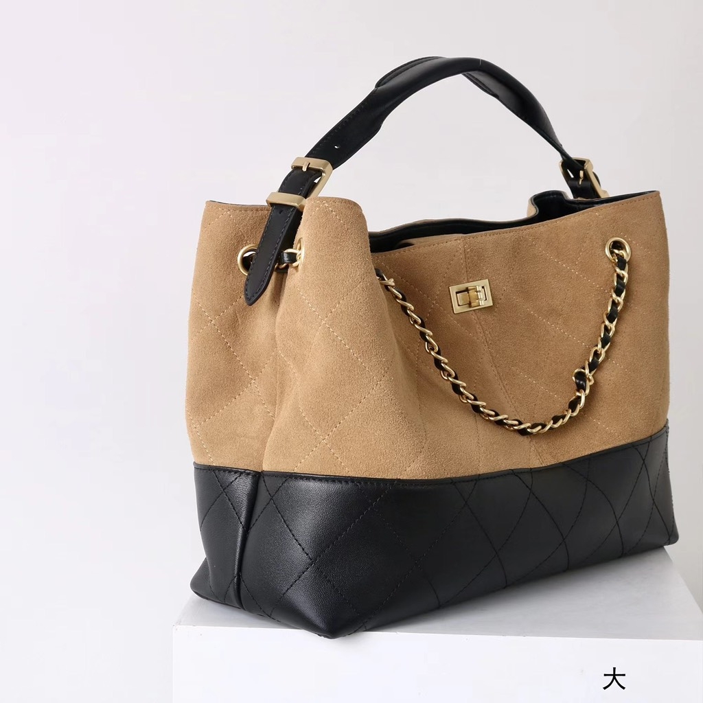 Túi Chanel Shopping Bag Bản Hàn Khoá Vuông Size 35cm Màu Nâu Vàng