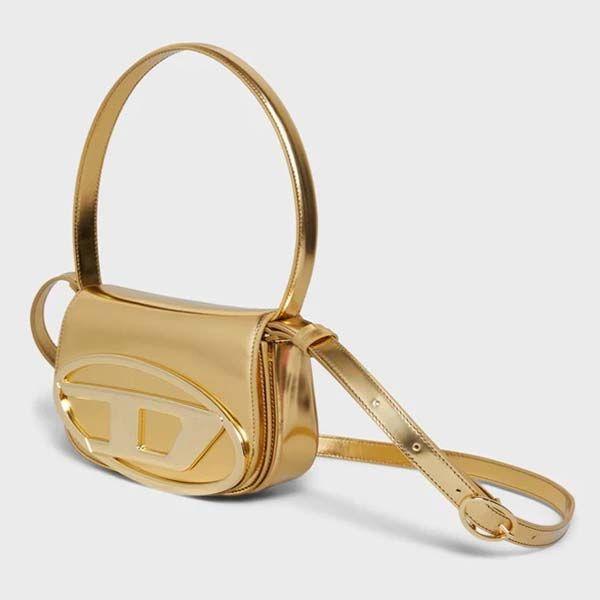 Túi Đeo Vai Diesel Women's Natural Logo-plaque Shoulder Bag X08396PS202 Màu Vàng Gold