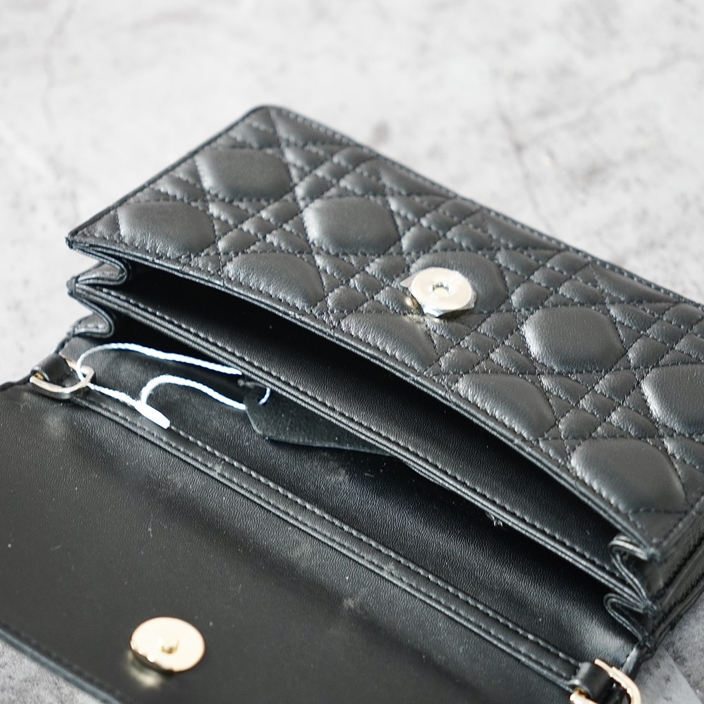 Túi Dior Pochette Lady Bản Hàn Da Cừu 21cm Màu Đen