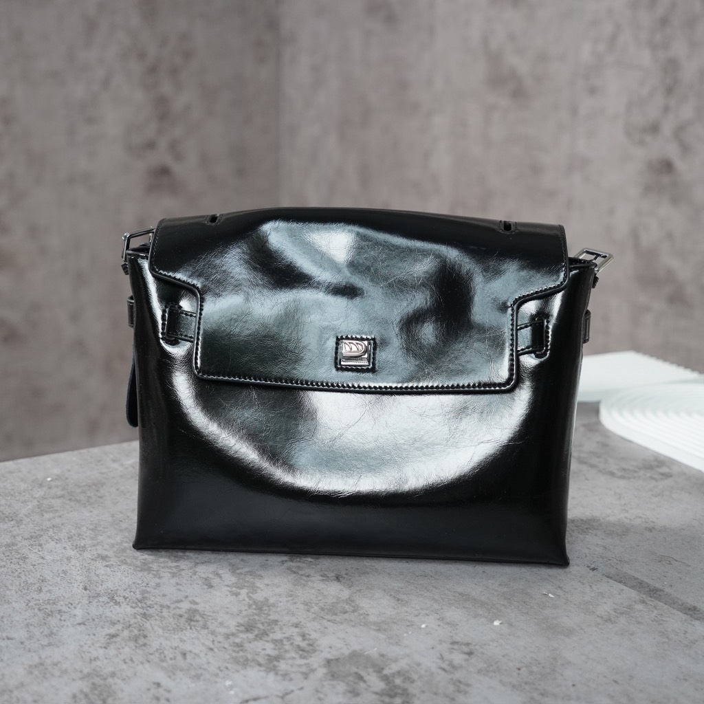 Túi Flap Bag Korea Da Bò Size 33cm Màu Đen