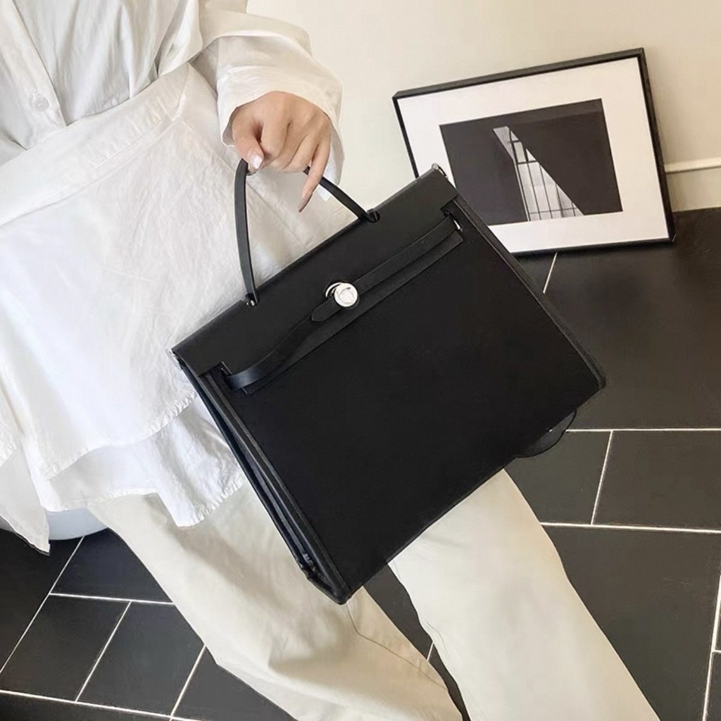 Túi Hermes Herbag Bản Remake Hàn Size 31cm Màu Đen