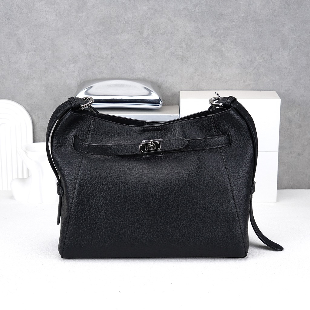 Túi Hobo HM Thiết Kế Hàn Size 32cm Da Bò Togo Màu Đen