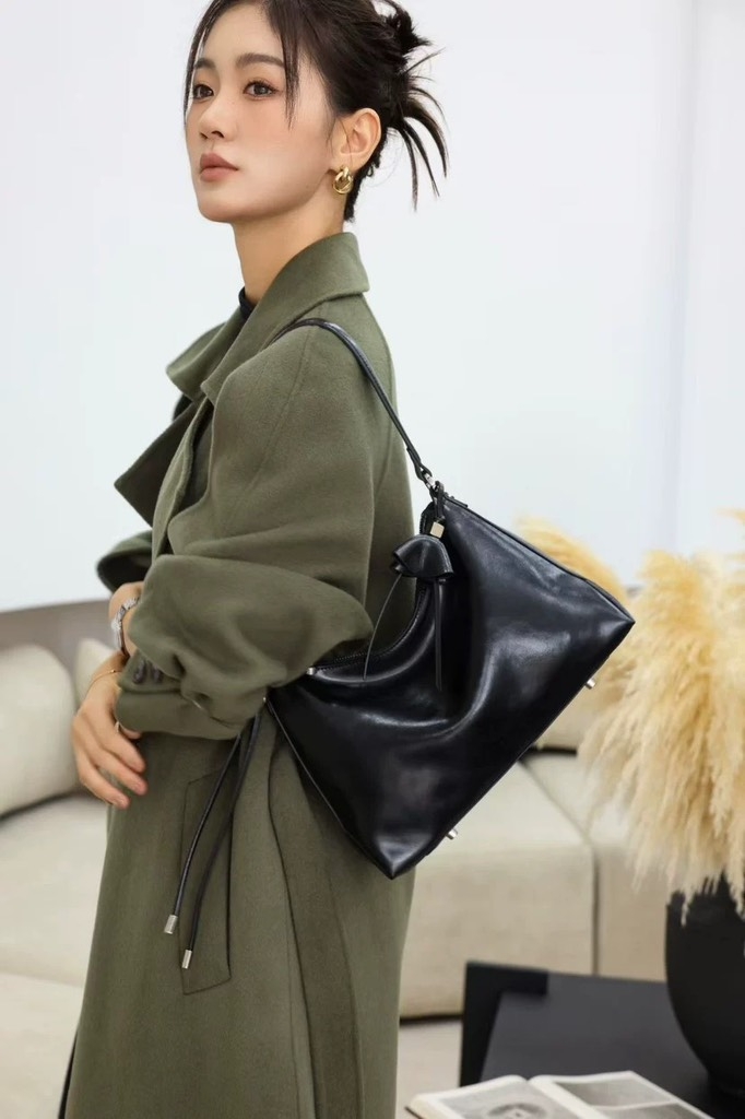 Túi Hobo Shouder Korea Da Bò 30cm Màu Đen