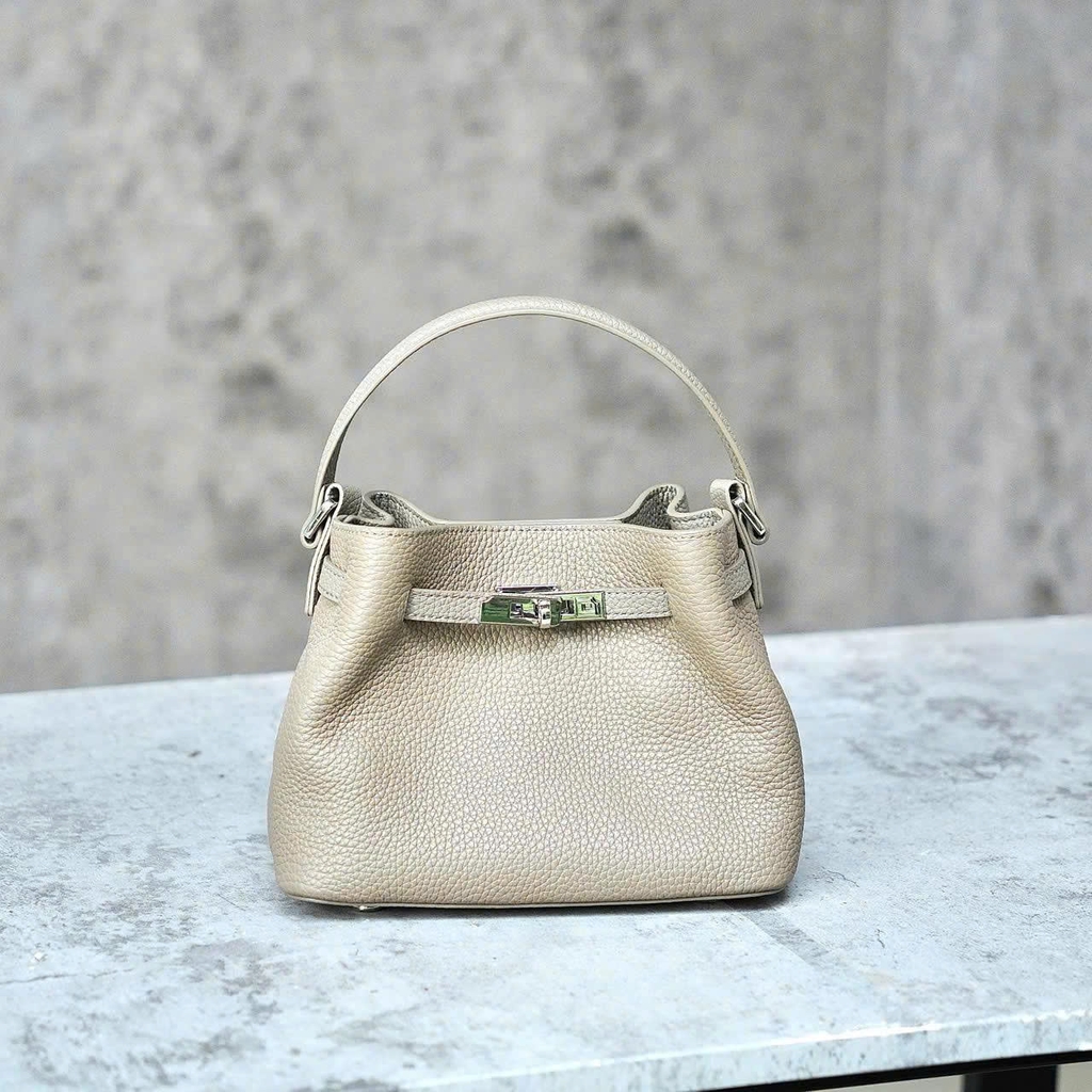 Túi Mini Kelly Bucket Bản Hàn Da Bò