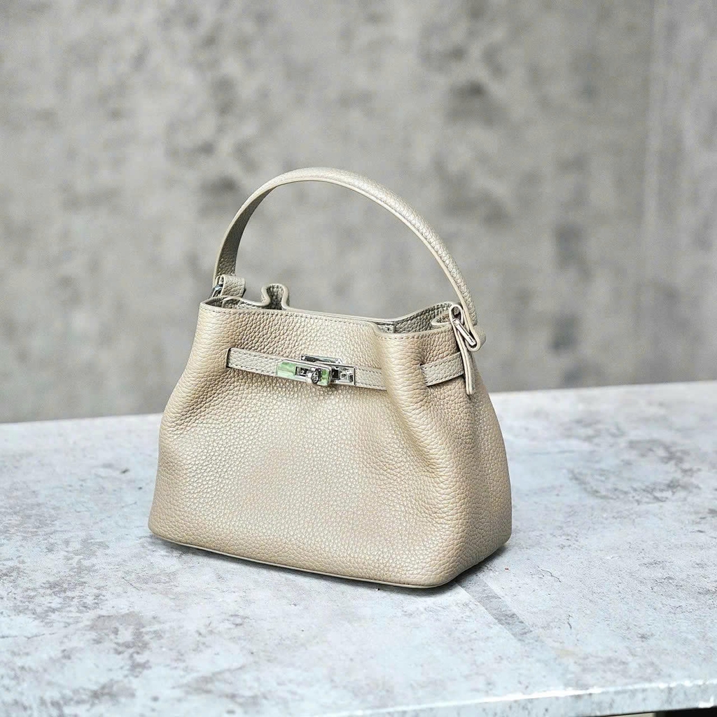 Túi Mini Kelly Bucket Bản Hàn Da Bò