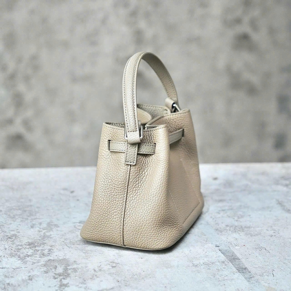 Túi Mini Kelly Bucket Bản Hàn Da Bò