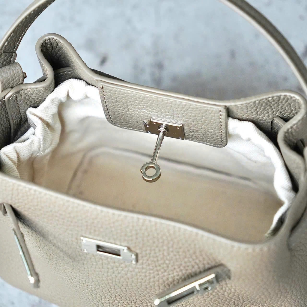 Túi Mini Kelly Bucket Bản Hàn Da Bò